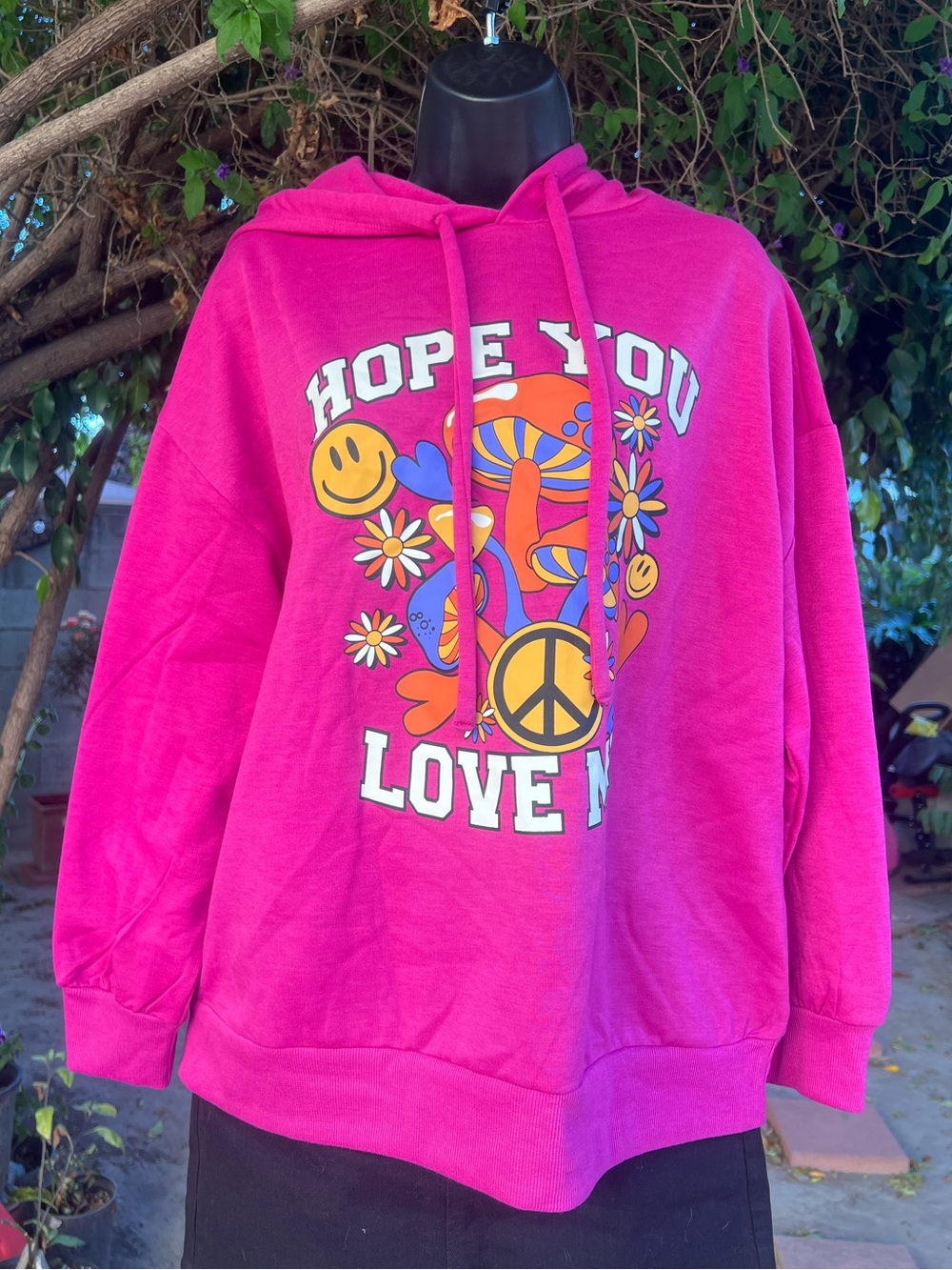 Almost Famous Hot Pink Graphic Pullover Hoodie